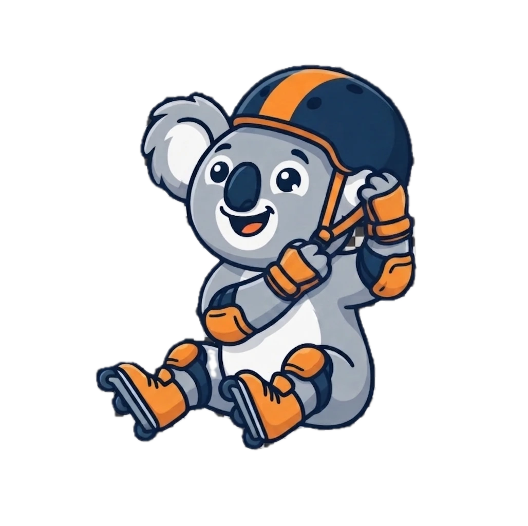 Roblading koala putting on its helmet